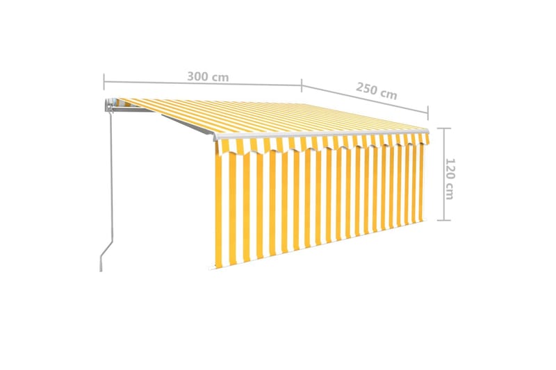 Manuell markis med rullgardin 3x2,5 m gul och vit - Gul - Fönstermarkis - Markiser