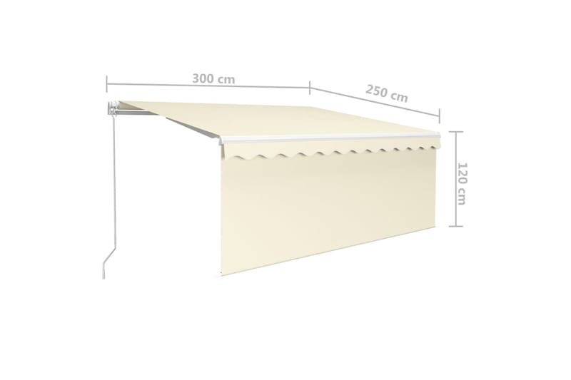 Manuell markis med rullgardin 3x2,5m cm gräddvit - Kräm - Utemöbler - Solskydd - Markiser - Fönstermarkis