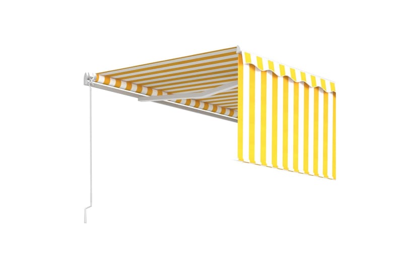 Manuell markis med rullgardin 4,5x3m gul och vit - Gul - Fönstermarkis - Markiser