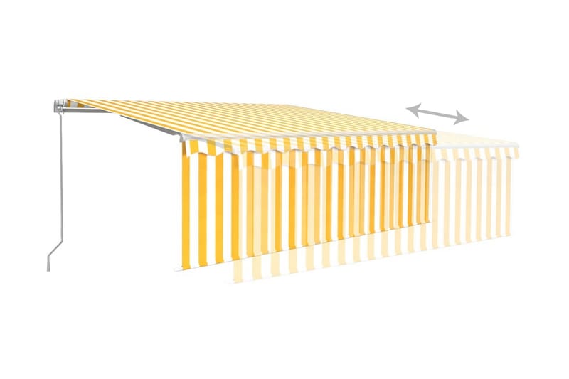 Manuell markis med rullgardin 4,5x3m gul och vit - Gul - Fönstermarkis - Markiser