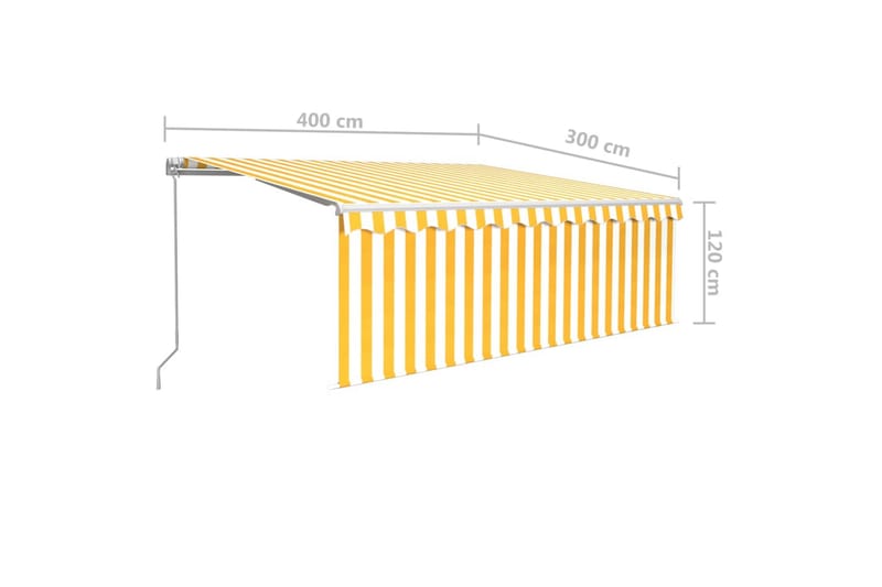 Manuell markis med rullgardin 4x3 m gul och vit - Gul - Fönstermarkis - Markiser