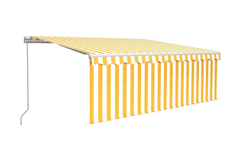 Manuell markis med rullgardin 4x3 m gul och vit - Gul - Fönstermarkis - Markiser