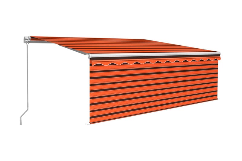 Manuell markis med rullgardin 4x3 m orange/brun - Orange - Utemöbler - Solskydd - Markiser - Fönstermarkis