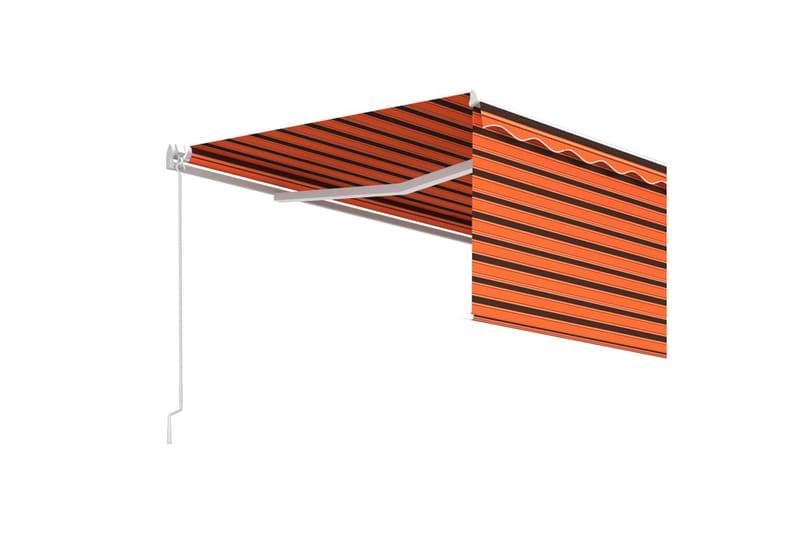 Manuell markis med rullgardin 4x3 m orange/brun - Orange - Utemöbler - Solskydd - Markiser - Fönstermarkis
