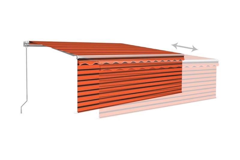 Manuell markis med rullgardin 4x3 m orange/brun - Orange - Utemöbler - Solskydd - Markiser - Fönstermarkis