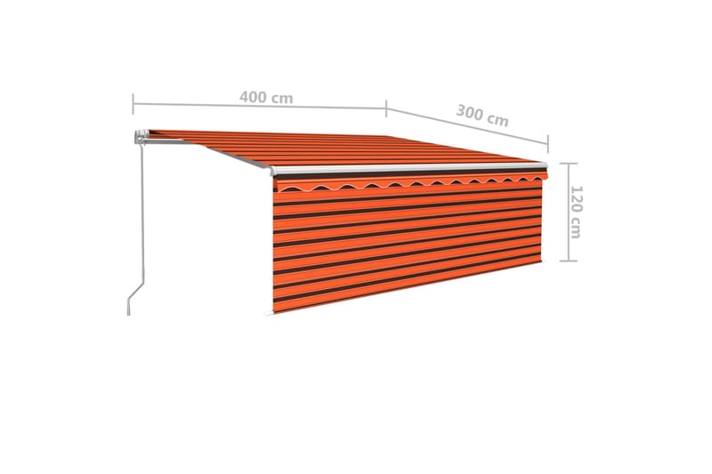Manuell markis med rullgardin 4x3 m orange/brun - Orange - Utemöbler - Solskydd - Markiser - Fönstermarkis
