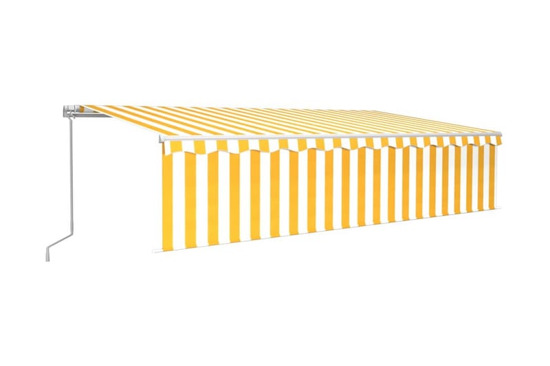 Manuell markis med rullgardin 6x3m gul/vit - Gul - Fönstermarkis - Markiser