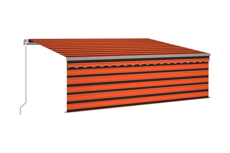 Manuell markis med rullgardin LED 4x3 m orange/brun - Orange - Utemöbler - Solskydd - Markiser - Fönstermarkis