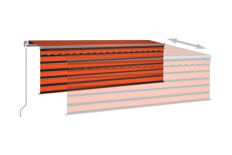 Manuell markis med rullgardin LED 4x3 m orange/brun - Orange - Utemöbler - Solskydd - Markiser - Fönstermarkis