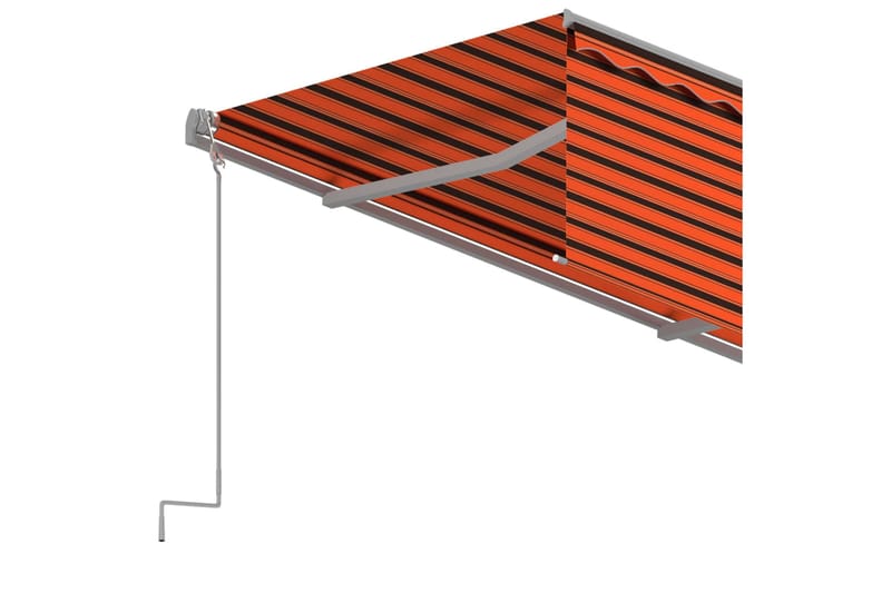 Manuell markis med rullgardin LED 4x3 m orange/brun - Orange - Utemöbler - Solskydd - Markiser - Fönstermarkis