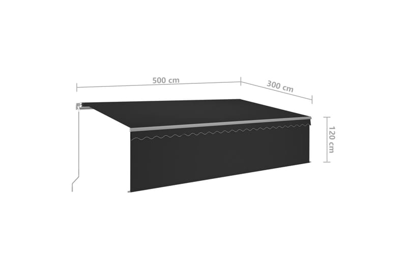 Manuell markis med rullgardin & LED 5x3m antracit - Antracit - Utemöbler - Solskydd - Markiser - Fönstermarkis