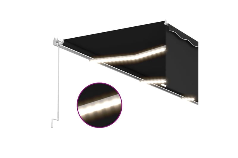 Manuell markis med rullgardin LED 6x3m antracit - Antracit - Utemöbler - Solskydd - Markiser - Fönstermarkis