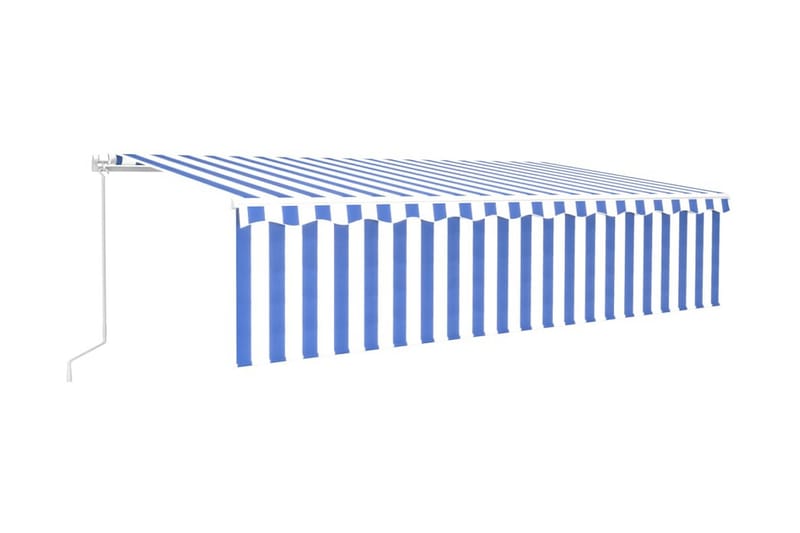 Manuell markis med rullgardin LED 6x3m blå/vit - Blå - Fönstermarkis - Markiser
