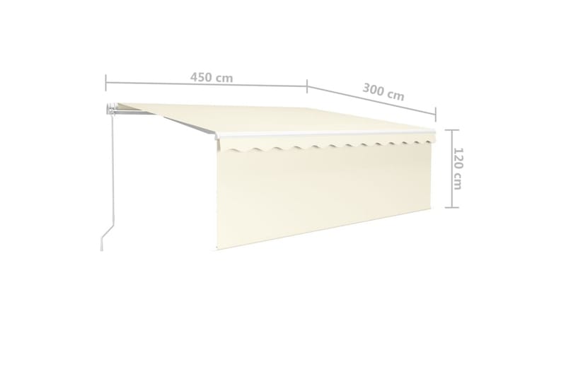 Manuell markis med rullgardin och LED 4,5x3m gräddvit - Kräm - Utemöbler - Solskydd - Markiser - Fönstermarkis