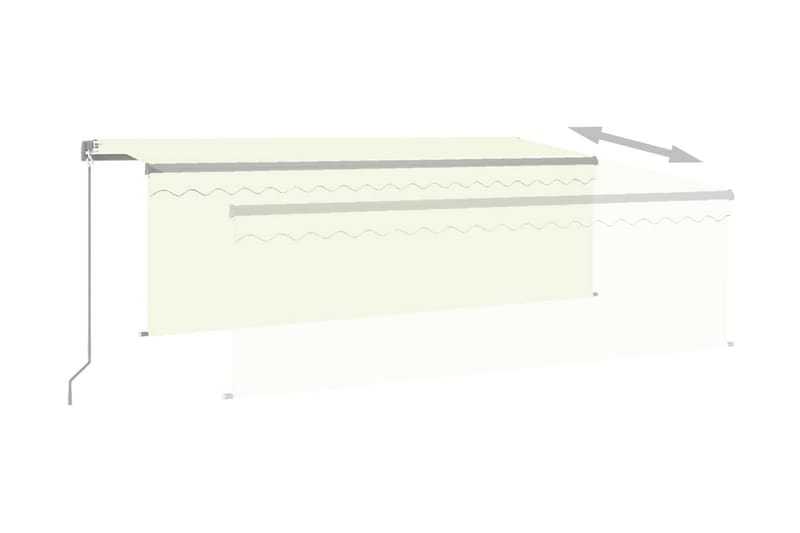 Manuell markis med rullgardin och LED 4,5x3m gräddvit - Kräm - Utemöbler - Solskydd - Markiser - Fönstermarkis