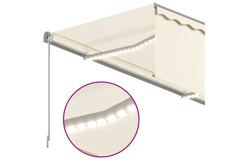 Manuell markis med rullgardin och LED 4,5x3m gräddvit - Kräm - Utemöbler - Solskydd - Markiser - Fönstermarkis