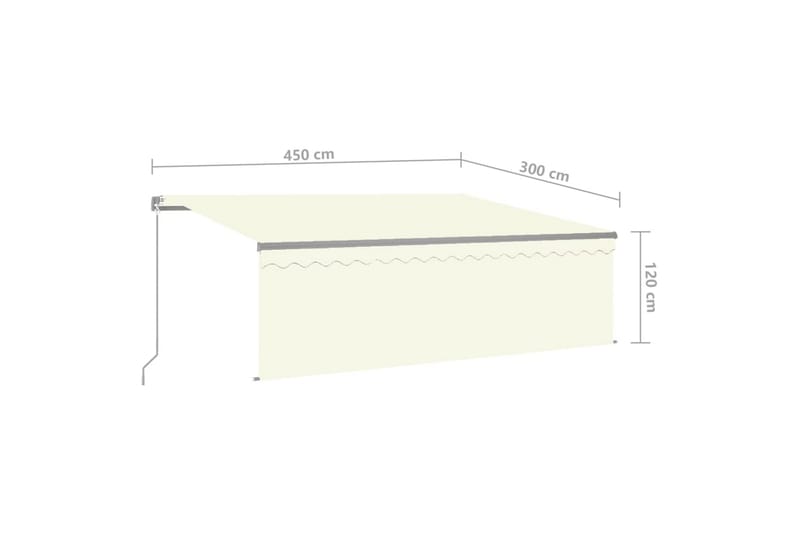 Manuell markis med rullgardin och LED 4,5x3m gräddvit - Kräm - Utemöbler - Solskydd - Markiser - Fönstermarkis