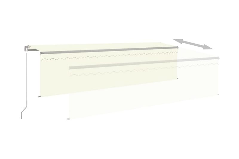 Manuell markis med rullgardin och LED 5x3m gräddvit - Vit - Fönstermarkis - Markiser