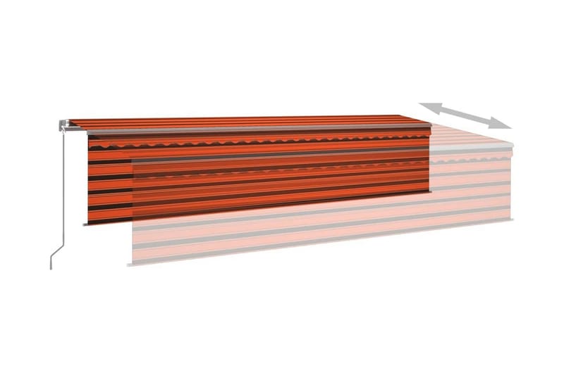 Manuell markis med rullgardin och LED 6x3 m orange/brun - Orange - Fönstermarkis - Markiser