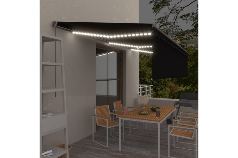 Manuell markis med rullgardin och LED 6x3m antracit - Antracit - Utemöbler - Solskydd - Markiser - Fönstermarkis