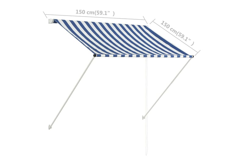Markis 150x150 cm blå och vit - Flerfärgad - Utemöbler - Solskydd - Markiser - Fönstermarkis