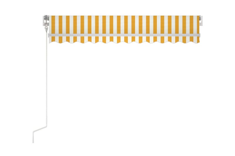 Markis automatiskt infällbar 300x250 cm gul och vit - Gul - Utemöbler - Solskydd - Markiser