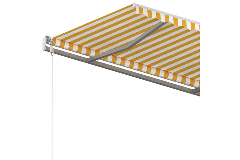Markis automatiskt infällbar 450x300 cm gul och vit - Gul - Utemöbler - Solskydd - Markiser