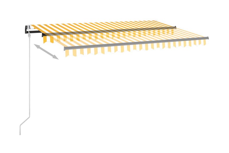 Markis automatiskt infällbar 450x300 cm gul och vit - Gul - Utemöbler - Solskydd - Markiser