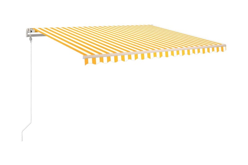 Markis automatiskt infällbar 450x350 cm gul och vit - Gul - Utemöbler - Solskydd - Markiser