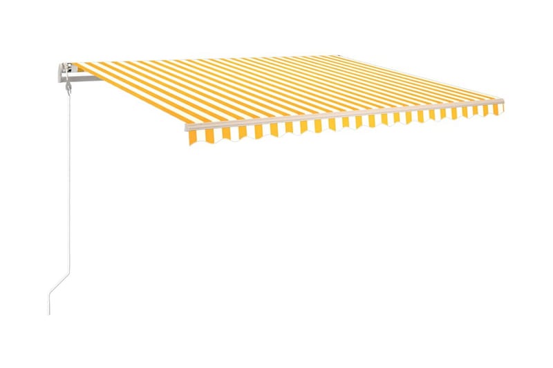 Markis automatiskt infällbar 450x350 cm gul och vit - Gul - Markiser - Terrassmarkis