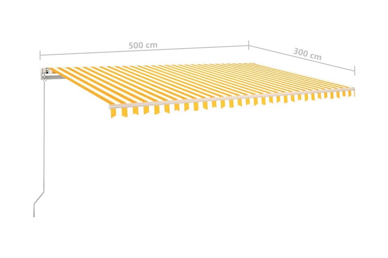 Markis automatiskt infällbar 500x300 cm gul och vit - Gul - Utemöbler - Solskydd - Markiser