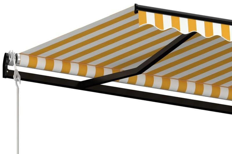 Markis automatiskt infällbar 500x300 cm gul och vit - Gul - Markiser - Terrassmarkis