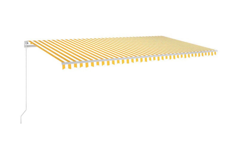 Markis automatiskt infällbar 600x350 cm gul och vit - Gul - Utemöbler - Solskydd - Markiser