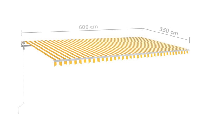 Markis automatiskt infällbar 600x350 cm gul och vit - Gul - Utemöbler - Solskydd - Markiser