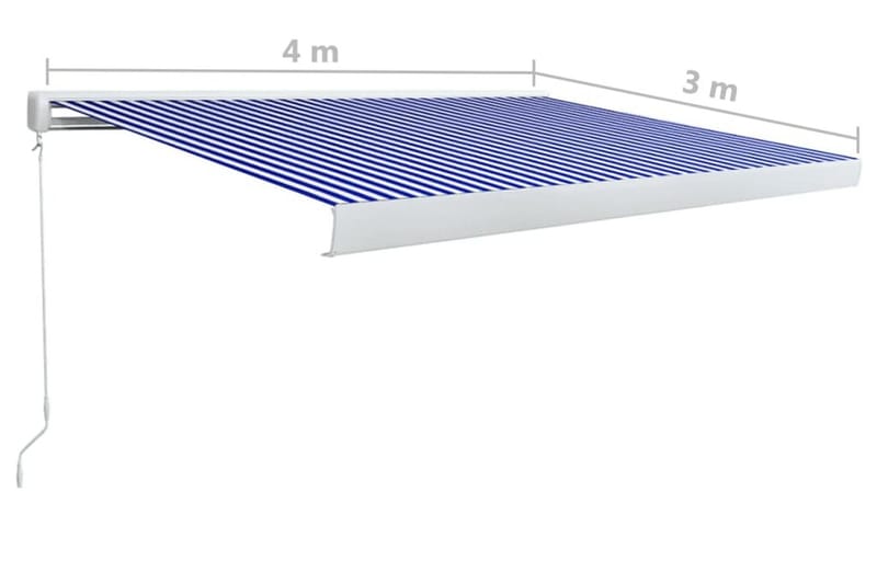 Markis manuell 400x300 cm blå och vit - Blå - Utemöbler - Solskydd - Markiser - Fönstermarkis
