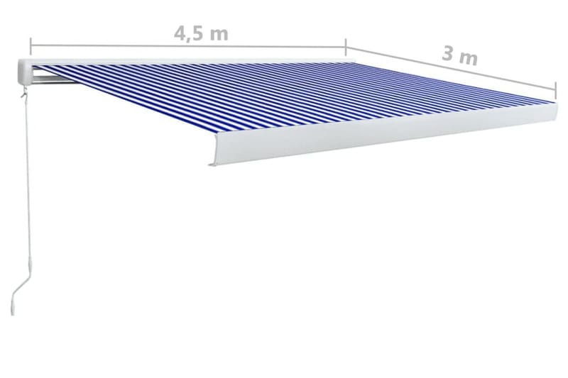 Markis manuell 450x300 cm blå och vit - Blå - Utemöbler - Solskydd - Markiser - Fönstermarkis