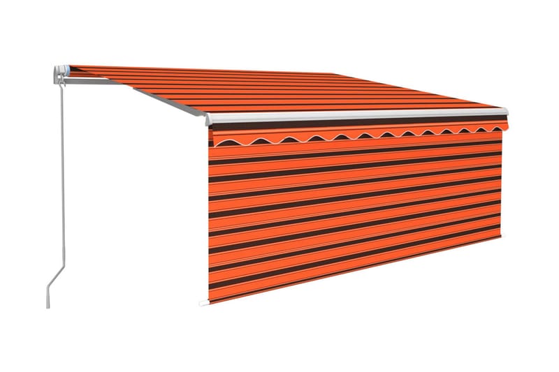 Markis manuell med rullgardin 3,5x2,5 m orange och brun - Orange - Utemöbler - Solskydd - Markiser - Fönstermarkis
