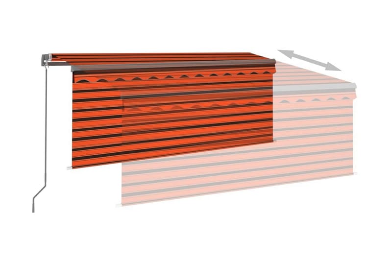 Markis manuell med rullgardin 3,5x2,5 m orange och brun - Orange - Utemöbler - Solskydd - Markiser - Fönstermarkis