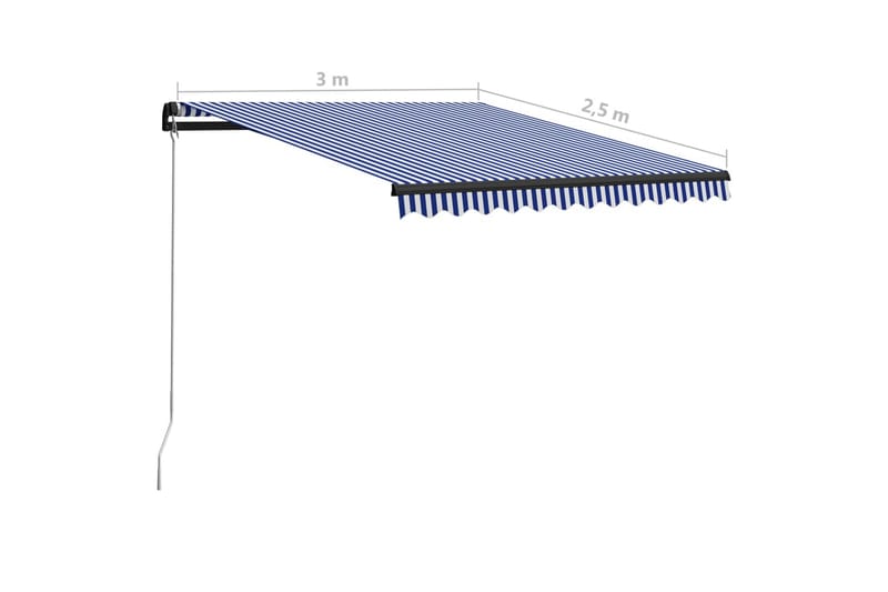 Markis manuellt infällbar 300x250 cm blå och vit - Blå - Utemöbler - Solskydd - Markiser