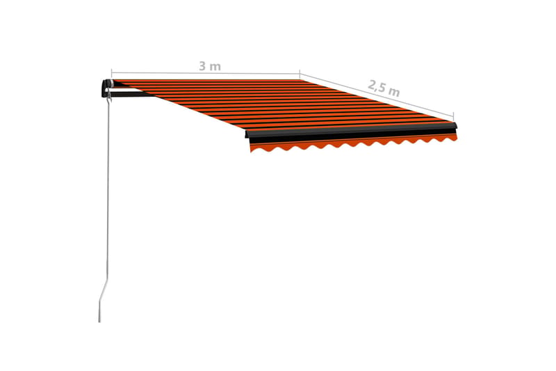 Markis manuellt infällbar 300x250 cm orange och brun - Orange - Utemöbler - Solskydd - Markiser - Fönstermarkis