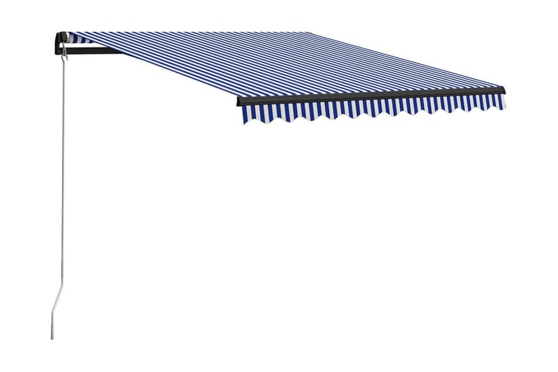 Markis manuellt infällbar 350x250 cm blå och vit - Blå - Utemöbler - Solskydd - Markiser