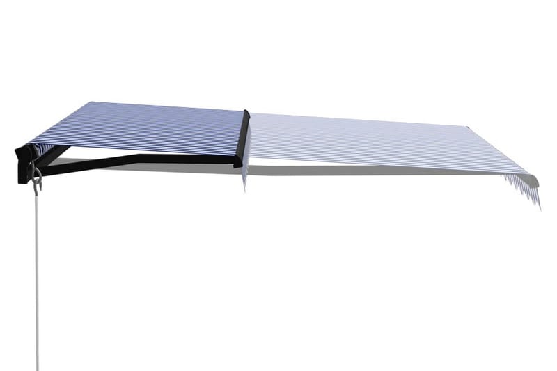 Markis manuellt infällbar 350x250 cm blå och vit - Blå - Utemöbler - Solskydd - Markiser
