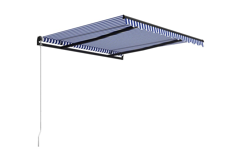 Markis manuellt infällbar 350x250 cm blå och vit - Blå - Utemöbler - Solskydd - Markiser