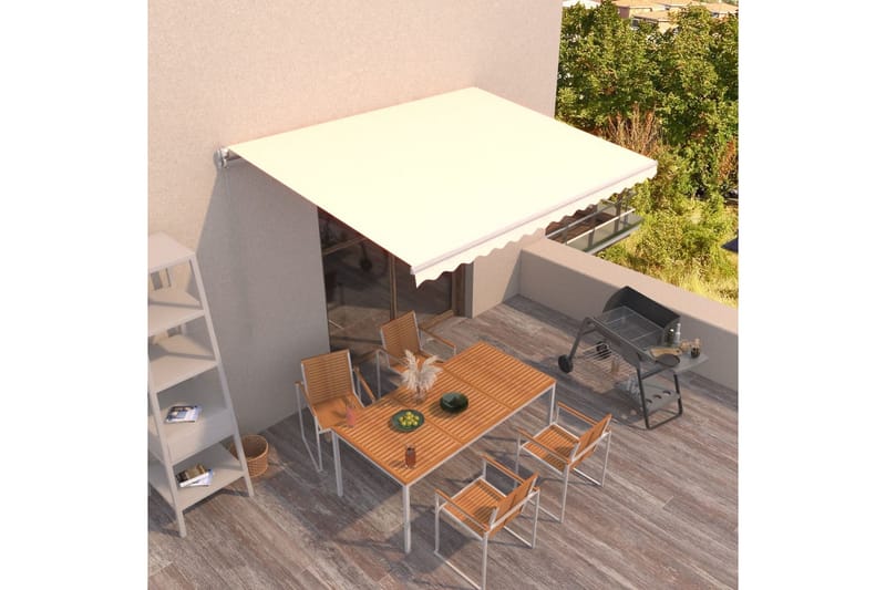 Markis manuellt infällbar 450x300 cm gräddvit - Vit - Utemöbler - Solskydd - Markiser