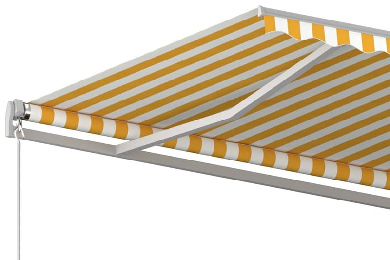 Markis manuellt infällbar 450x350 cm gul och vit - Gul - Utemöbler - Solskydd - Markiser