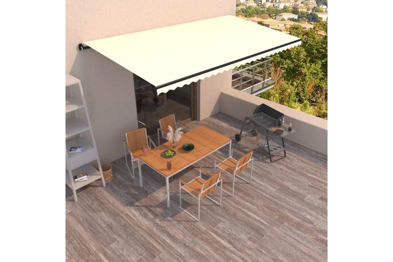 Markis manuellt infällbar 600x350 cm gräddvit - Vit - Utemöbler - Solskydd - Markiser