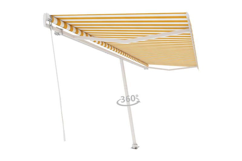 Markis manuellt infällbar fristående 500x300 cm gul/vit - Gul - Utemöbler - Solskydd - Markiser