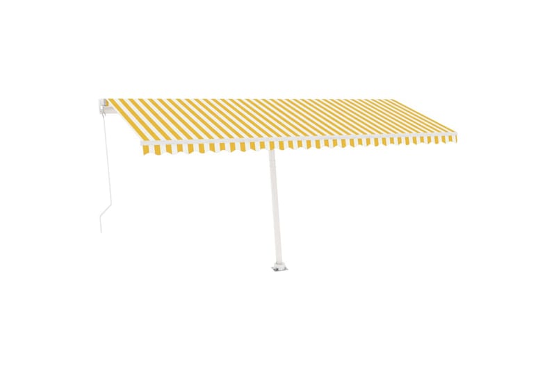 Markis manuellt infällbar fristående 500x300 cm gul/vit - Gul - Utemöbler - Solskydd - Markiser