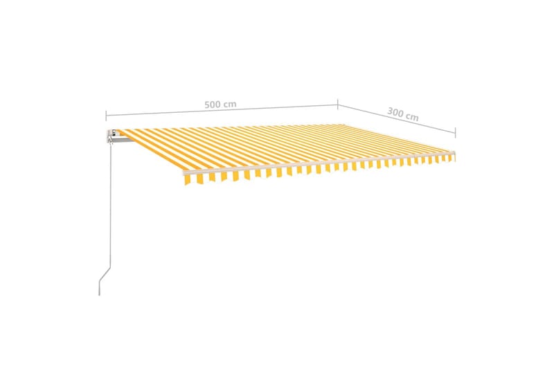 Markis manuellt infällbar fristående 500x300 cm gul/vit - Gul - Utemöbler - Solskydd - Markiser - Fönstermarkis