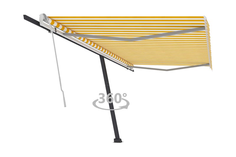 Markis manuellt infällbar fristående 500x300 cm gul/vit - Gul - Fönstermarkis - Markiser